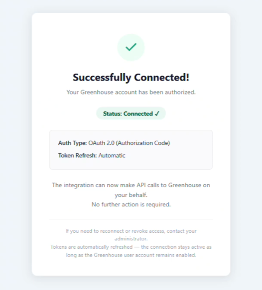 Connection successful confirmation