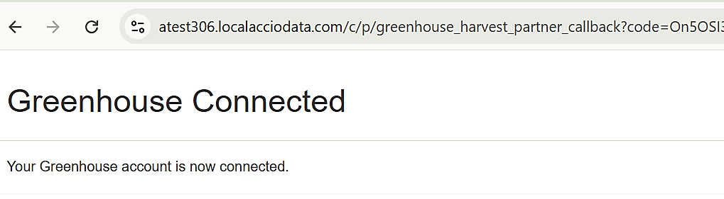 Confirmation message that the account is successfully connected