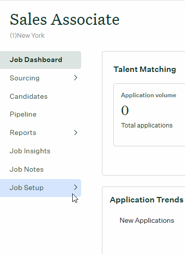 Job Setup left-hand panel with Interview Plan option