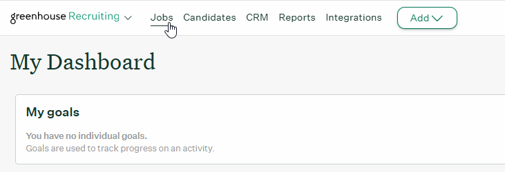 Job navigation bar with Job Setup option
