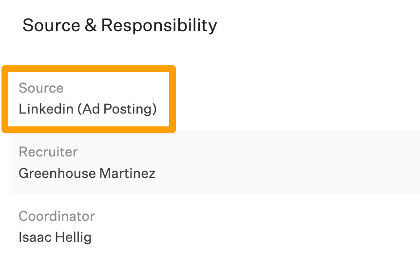 An example candidate is shown in Greenhouse Recruiting with the source as LinkedIn (ad posting)