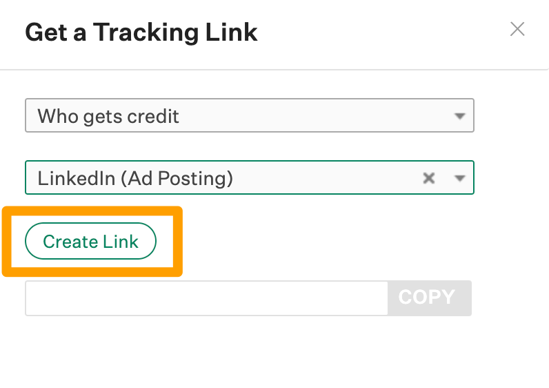 The Create Link button is highlighted
