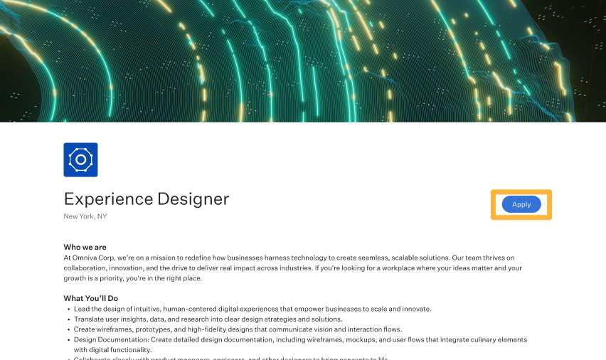Job post with Apply button