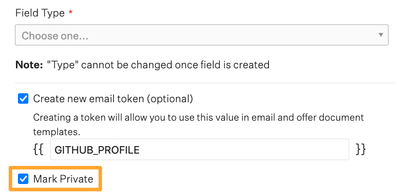 Screenshot of mark private field