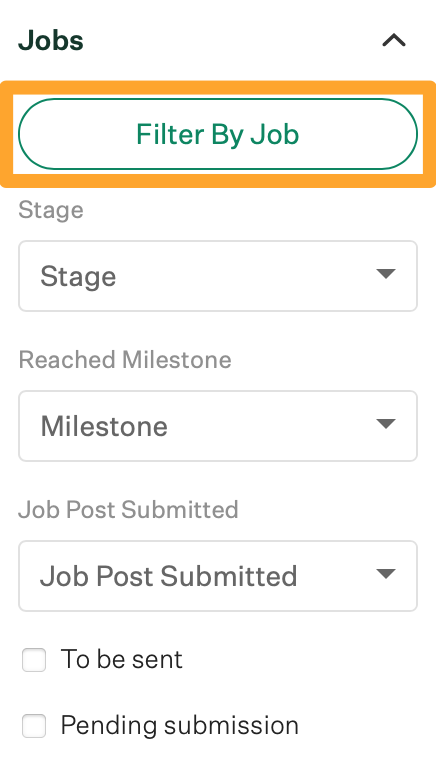 Screenshot of filter by a job