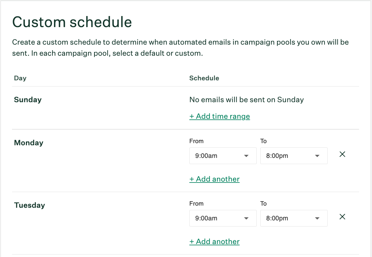 Screenshot  of  creating  a  custom  schedule.  