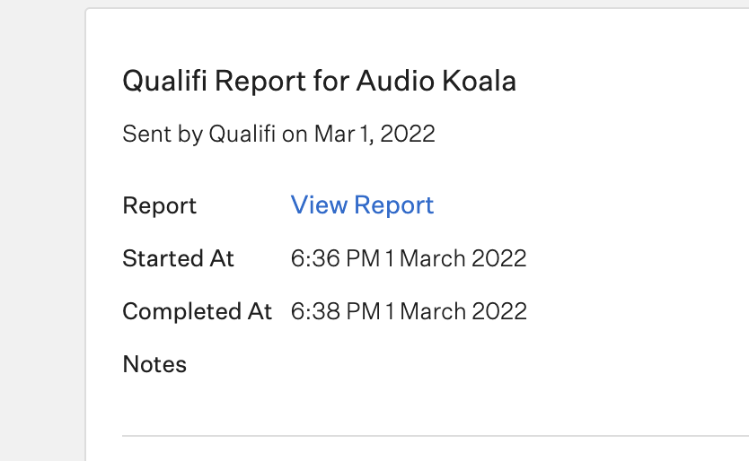 Screenshot of a Qualifi report in the Qualifi application