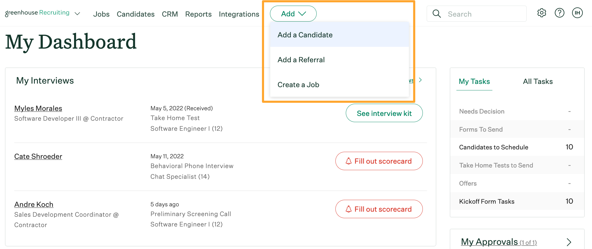 Screenshot of add a candidate