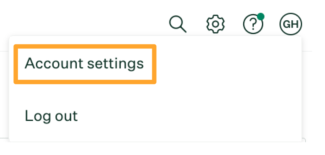 Screenshot of account settings 