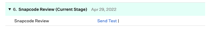 Screenshot of the Send Test list