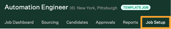 Screenshot of the Job Setup tab