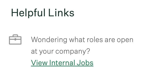 Screenshot of the internal job board in the helpful links section