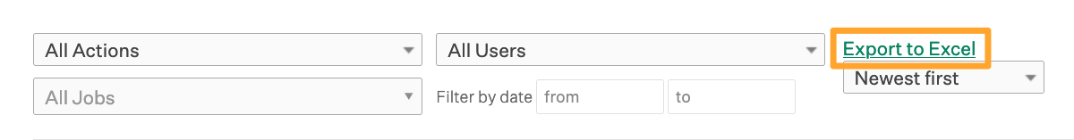 Screenshot of export to excel button. 