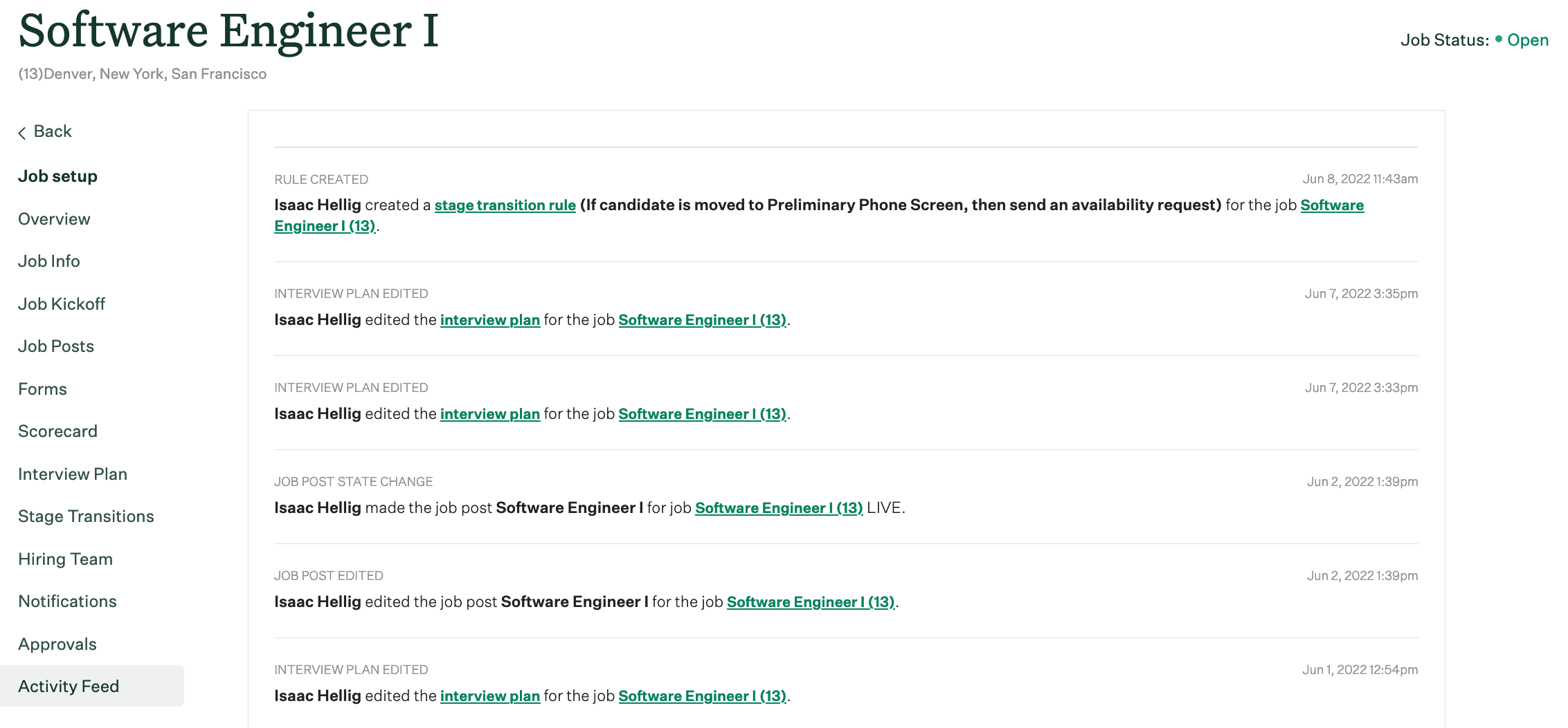 Screenshot of activity feed details 
