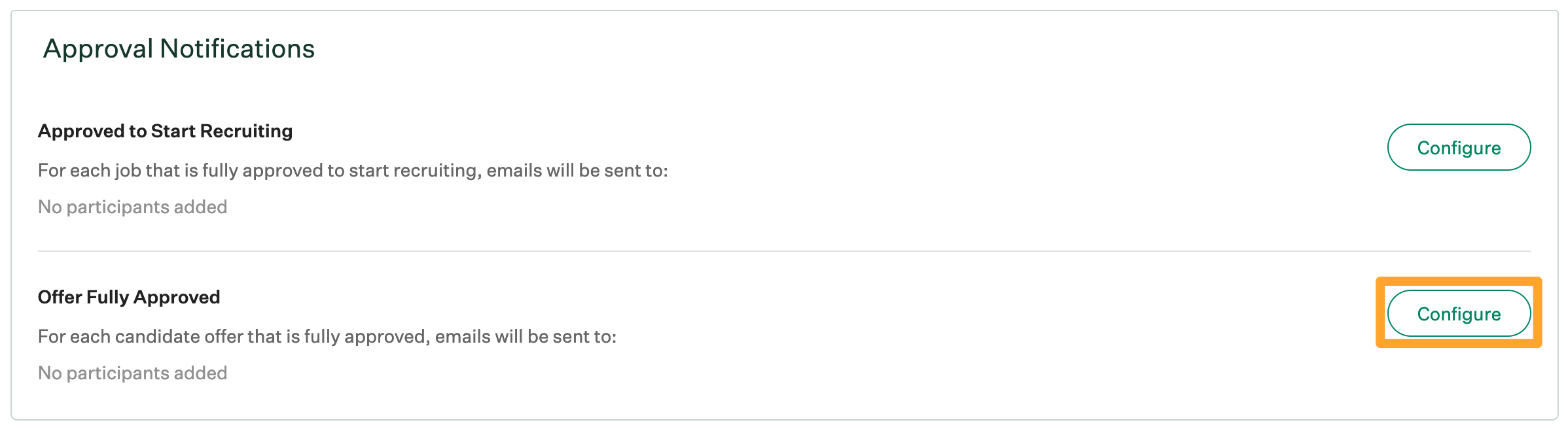Screenshot of Configure > offer fully approved notification