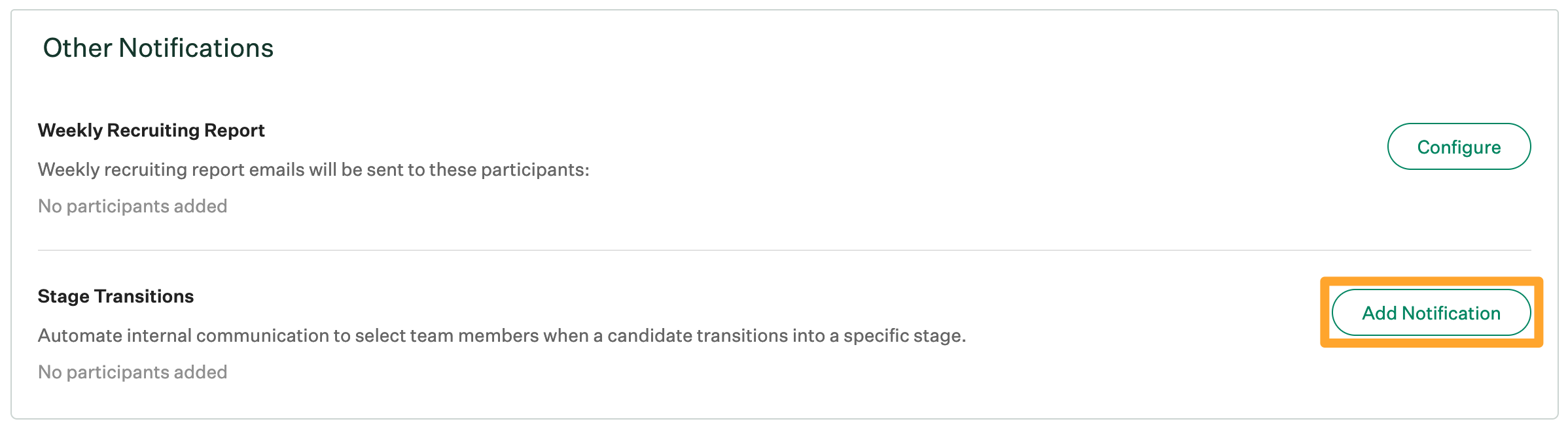 Screenshot of add stage transition notification by job