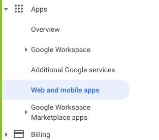 Screenshot of web and mobile app menu