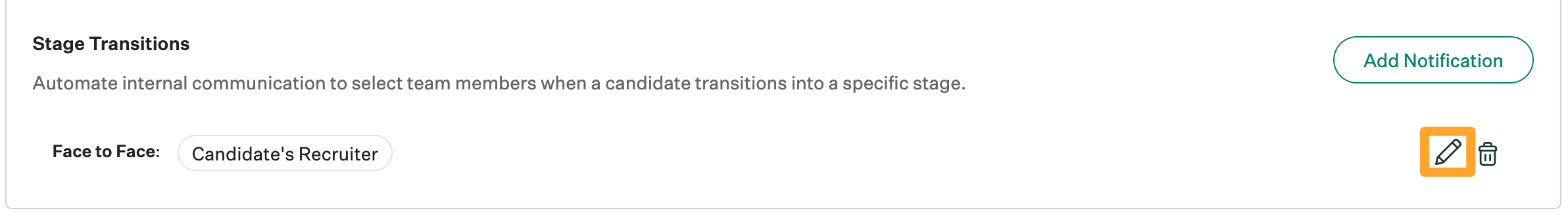 Screenshot of edit stage transition notification