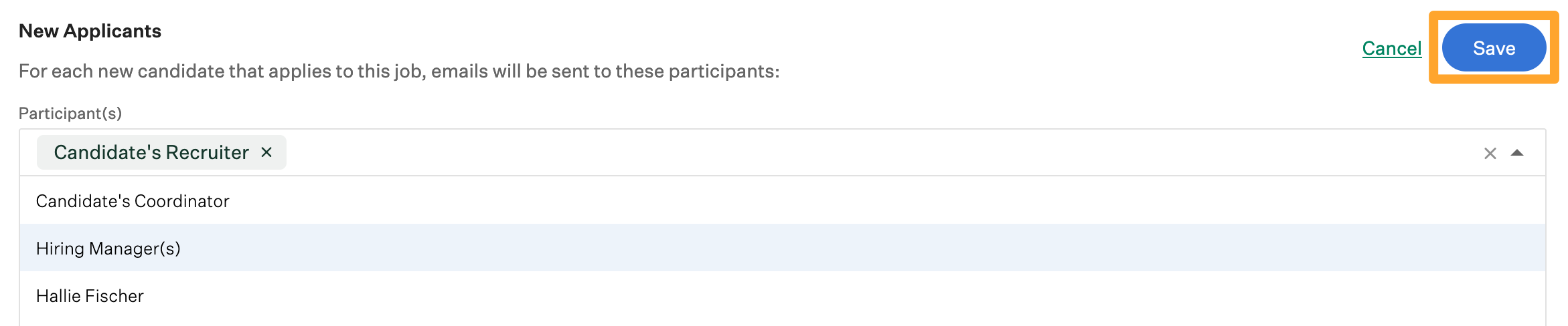 Screenshot of add participants to new applicants notification