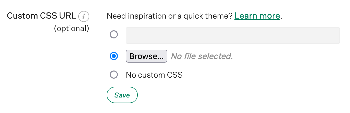 Screenshot of adding custom CSS file
