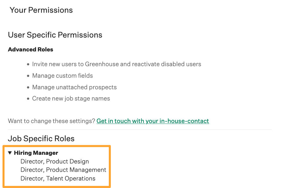 Screenshot of job admin permissions