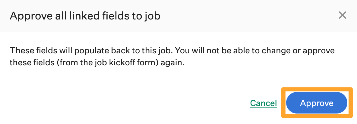 Screenshot of confirm linked fields