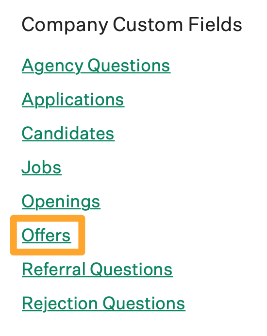 Screenshot of Custom Options > Offers