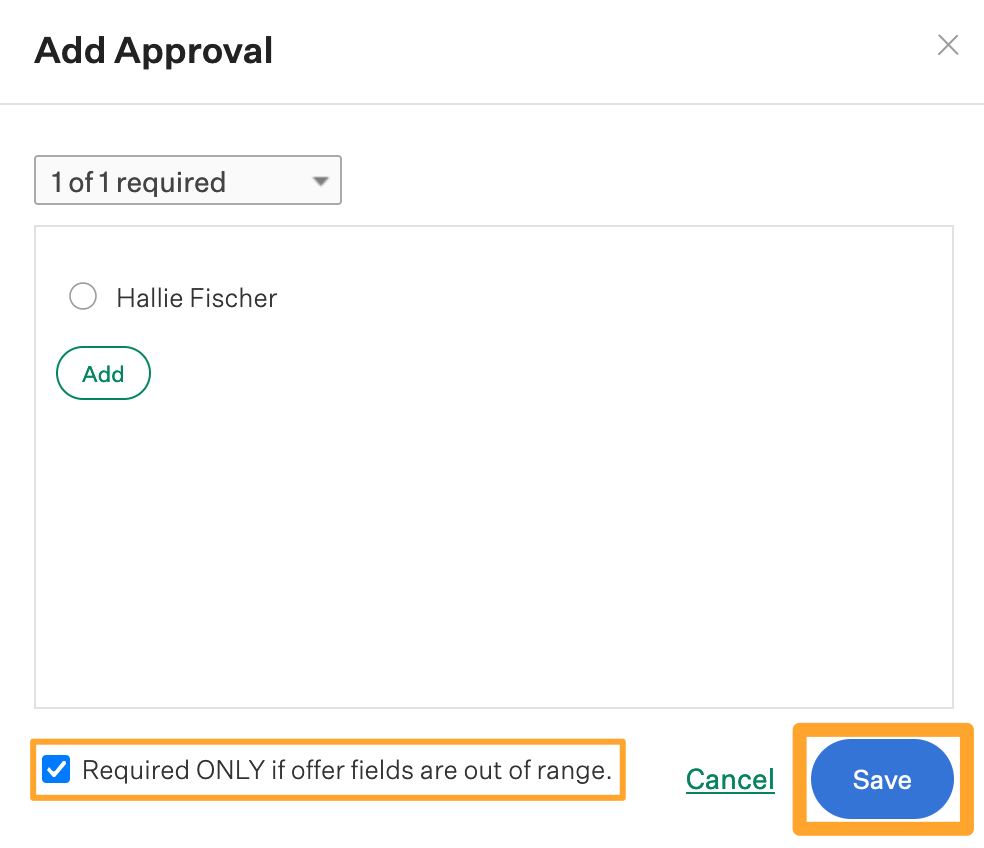 Screenshot of required only if offer fields are out of range