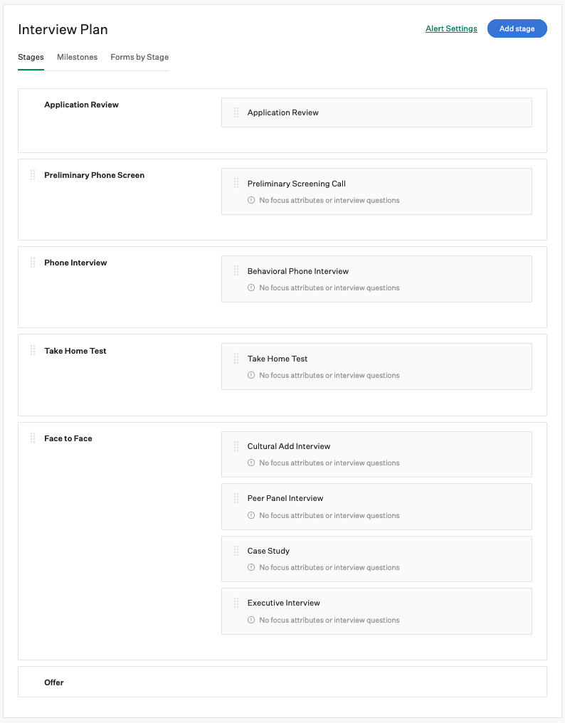 Screenshot of example interview plan