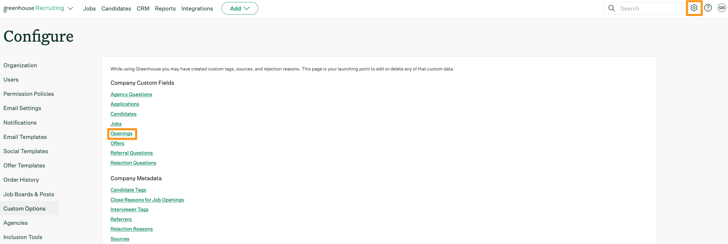 Screenshot of the openings tab. 