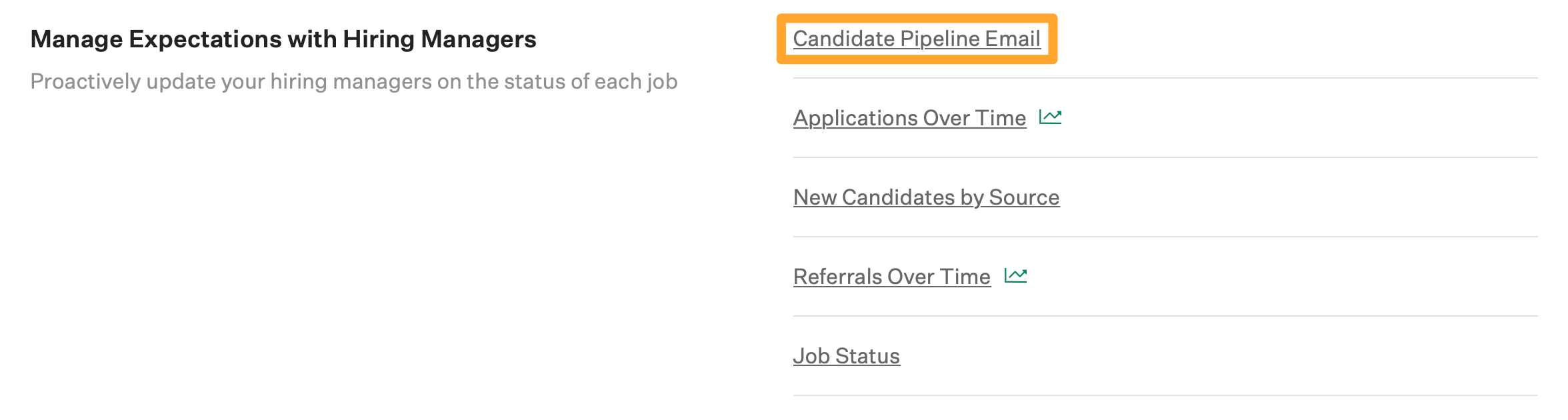 Screenshot of an example candidate pipeline email report