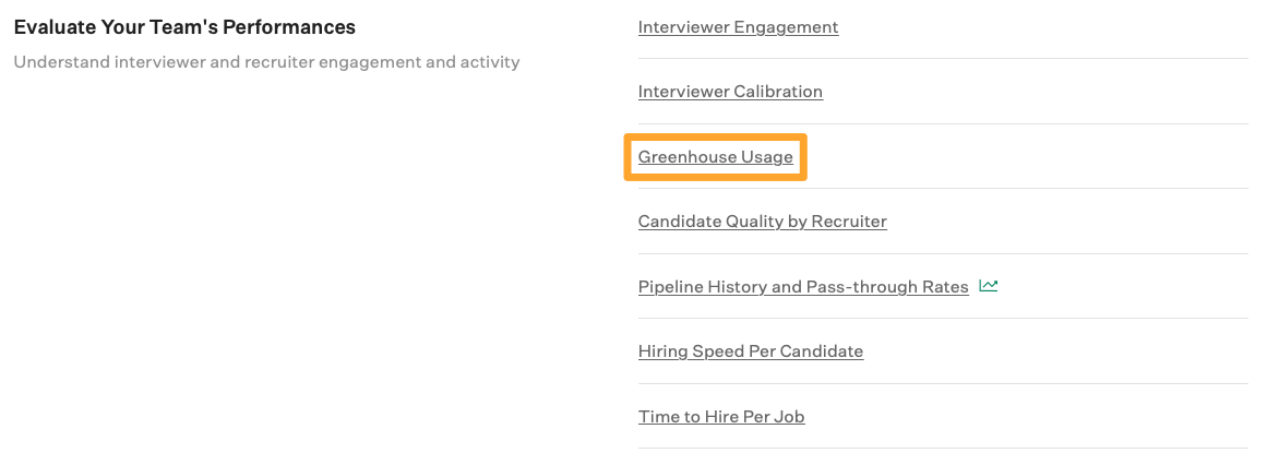 Screenshot of Greenhouse usage report button