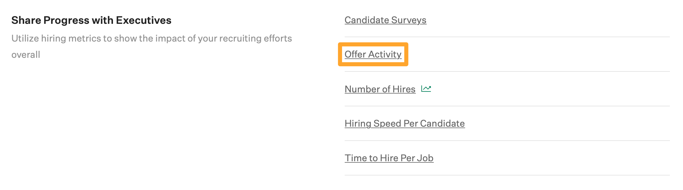Screenshot of offer activity report button