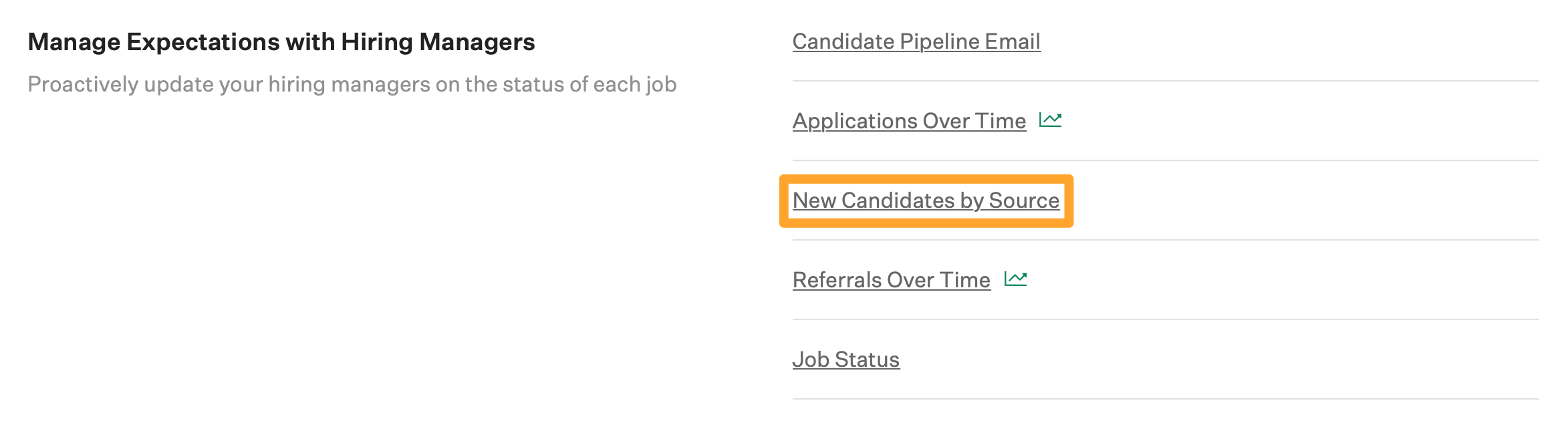 Screenshot of new candidates by source report button