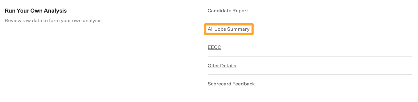 Screenshot of all jobs summary report button