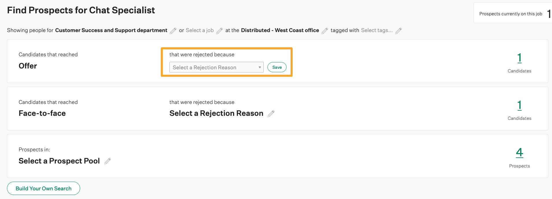 Screenshot of edited rejection reason