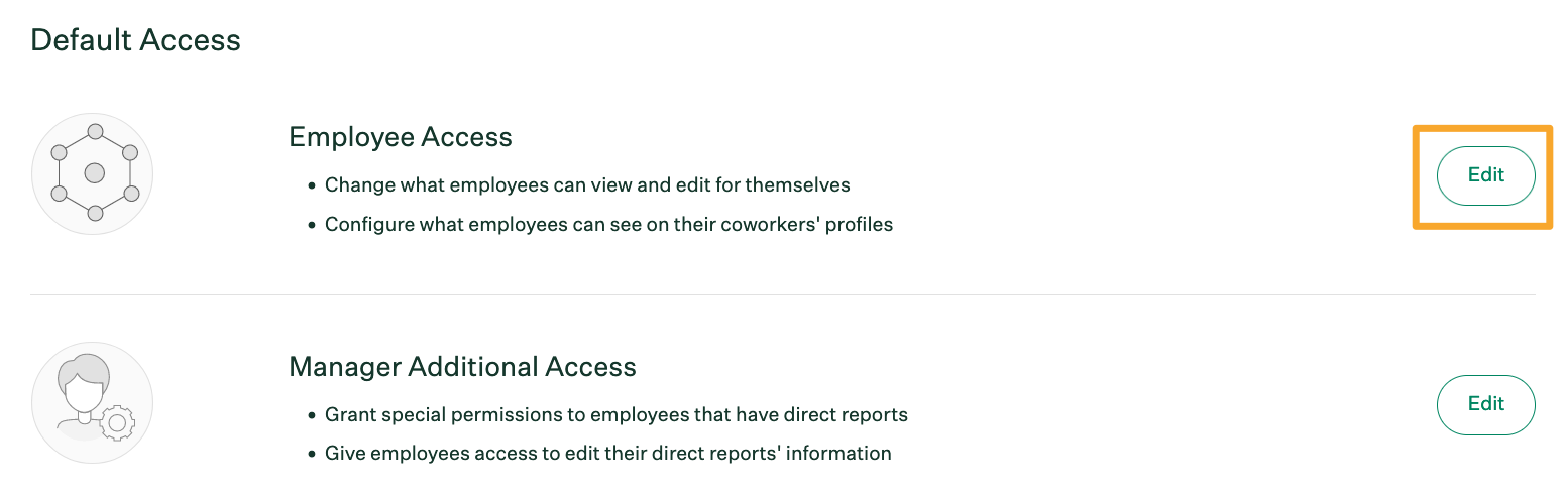 Screenshot of employee access edit button 