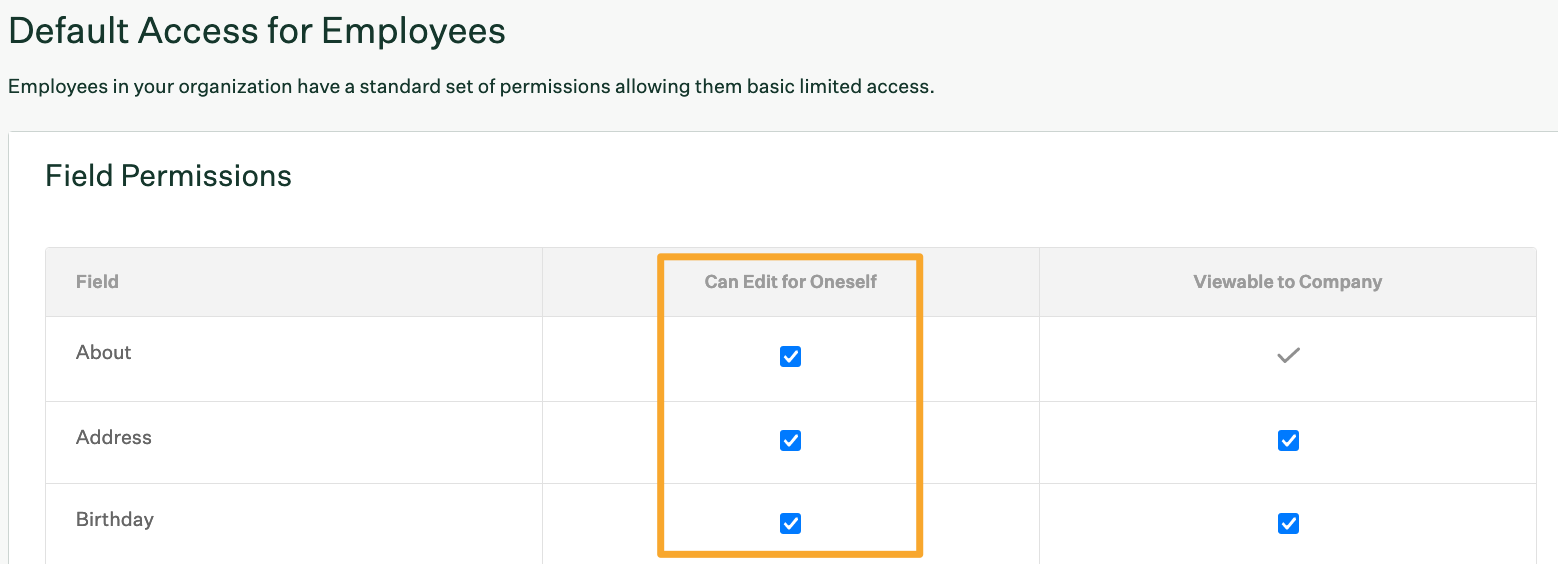 Screenshot of self edit column 