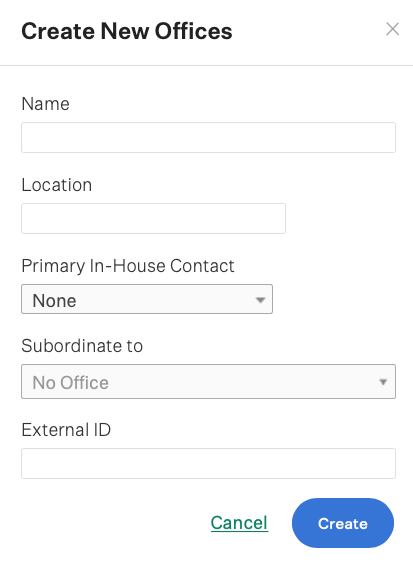 Screenshot of create new office configuration