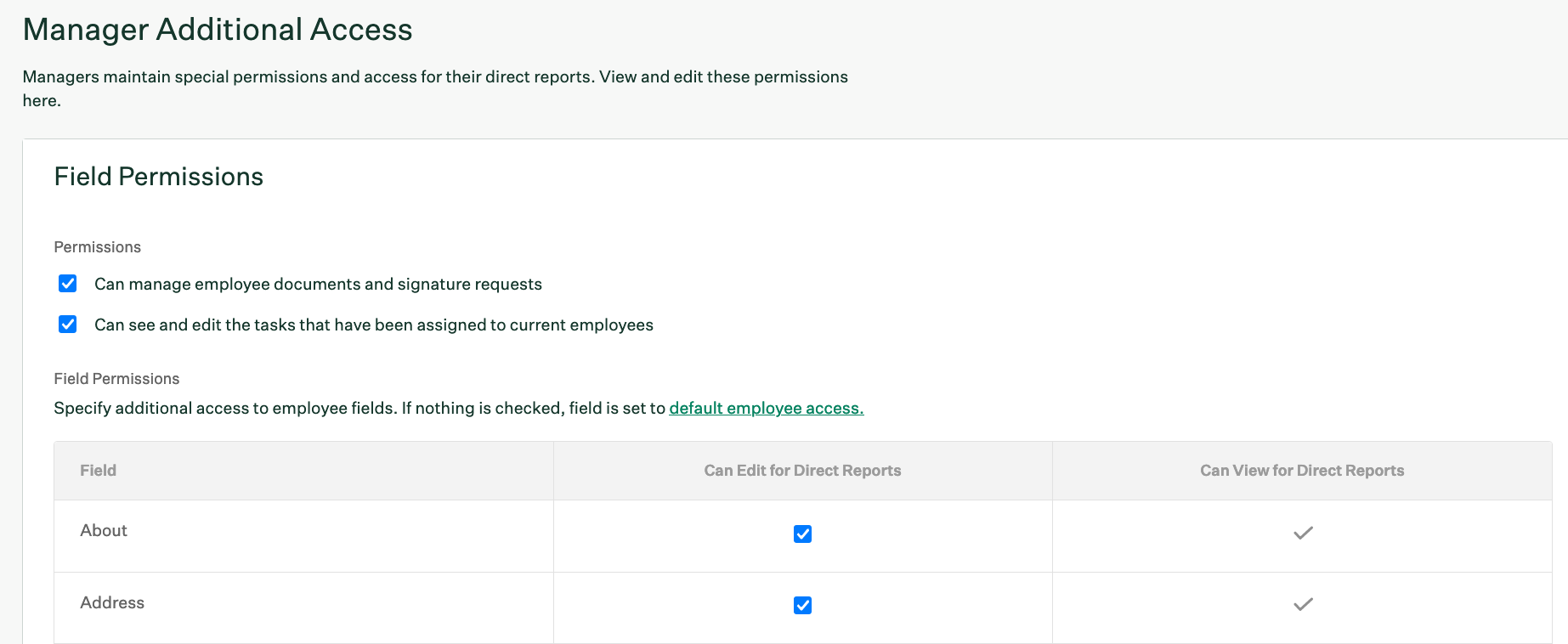Screenshot of manager permissions page 