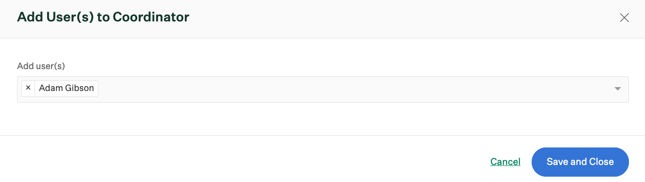 Add users to Coordinator role window in Greenhouse Onboarding