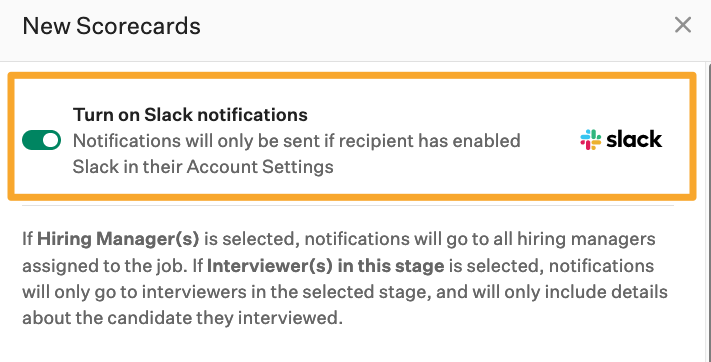 Screenshot of job specific notifications toggle