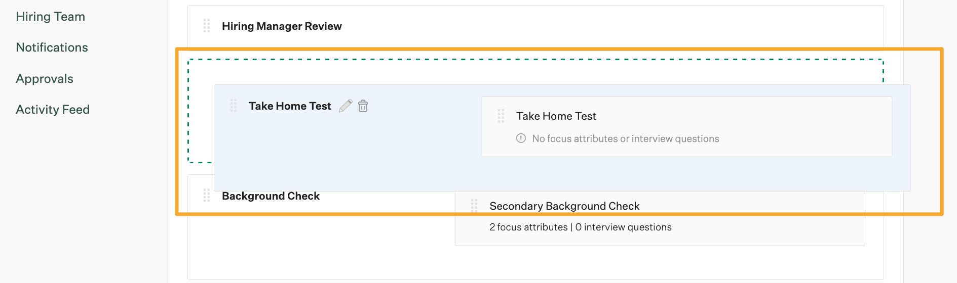 Screenshot of clicking and dragging a test 