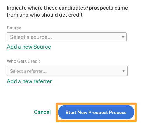 Screenshot of start new prospect process in bulk button