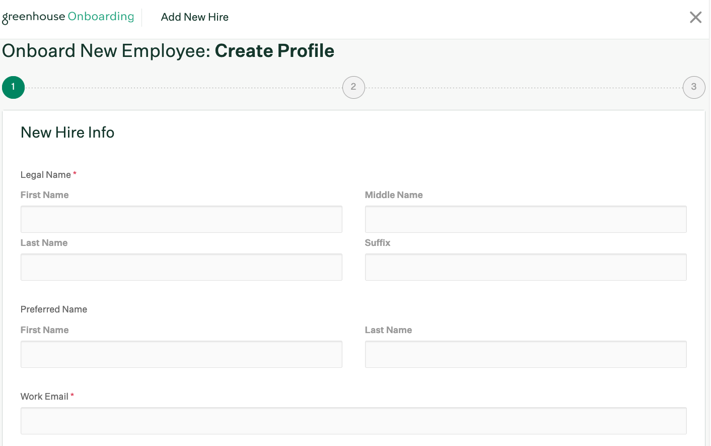Screenshot of details page for new hire
