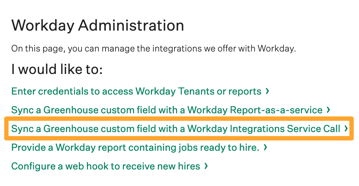 Screenshot of sync a Greenhouse custom field with Workday web services integration call