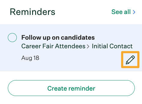 Screenshot of edit reminders button