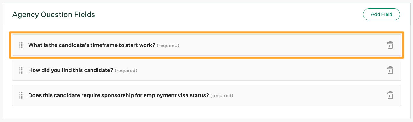 Screenshot of edit custom agency question page