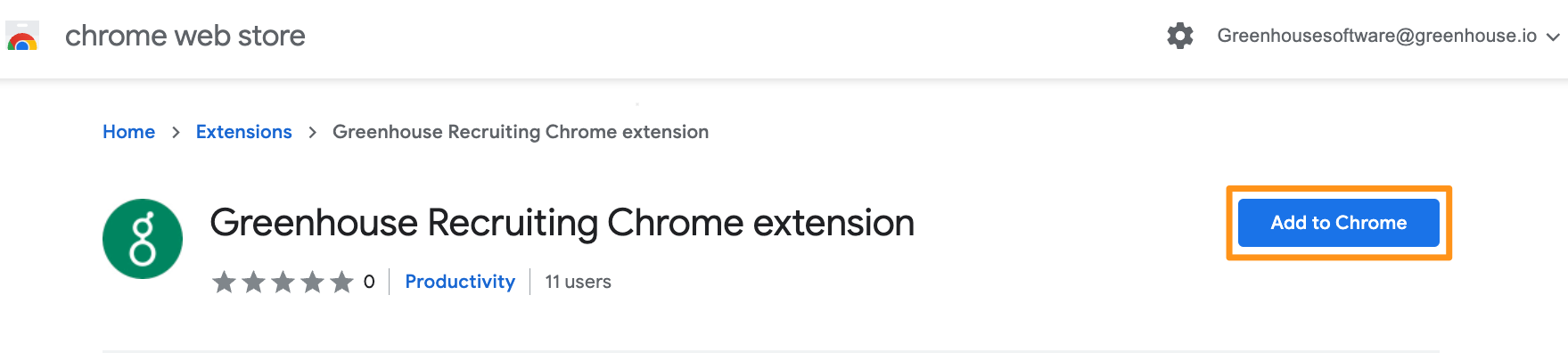 Screenshot of the add to chrome install button. 