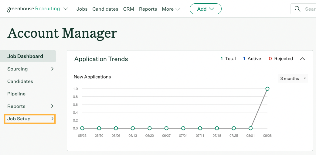 Screenshot of Job Setup tab